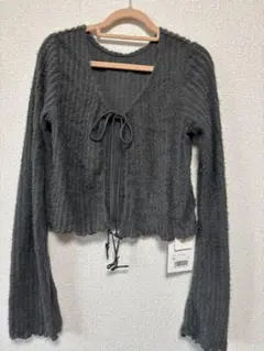 mily bilet シャギーニットカーディガン 前後2wayリボンデザイン