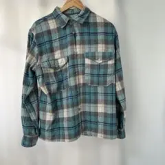 90s vintage ターコイズブルー チェック ネルシャツ 長袖