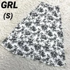 GRL グレイル　トワル・ド・ジュイ柄　フレアスカート　白黒　モノトーン　総柄