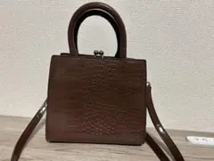 クロコ型押し がま口 2WAY ショルダーバッグ ブラウンのサムネイル