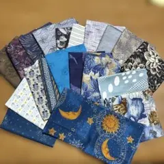 【パッチワークに最適！ハギレ20枚セット 冬のブルーとグレー】