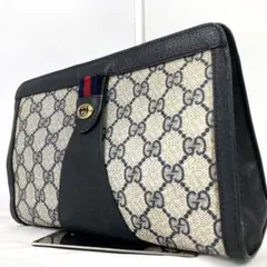GUCCI オールド クラッチバッグ gg柄　シェリーライン ネイビー