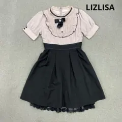 i576◯ LIZLISA フリル付きミニワンピース 半袖 ピンク/ブラック