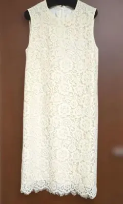 qualite【未使用】フロッキーレースワンピース オフホワイト(38サイズ)