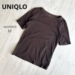 【ユニクロ】クルーネック 半袖 Tシャツ 五部袖 リブ オフィスカジュアル 美品