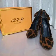 R&E パンプス バックリボン レオパード 24.5