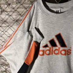 【80sビンテージ】アディダス　ビッグロゴ　スウェット　デサント製　ゆるダボ