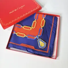CartierスカーフSILK100%宝石チェーン 箱ギャランティカード 極美品