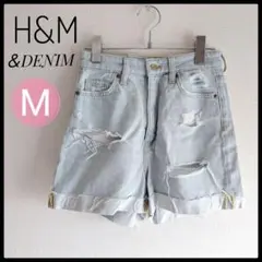 H&M /＆DENIM ダメージ加工ハイウエストショート丈デニムパンツ