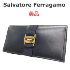 【Salvatore Ferragamo】ヴィラリボン★長財布★ブラックレザーのサムネイル