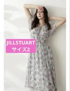 完売品 ジルスチュアート エドナシルクフラワーワンピース シルク グリーン Mのサムネイル
