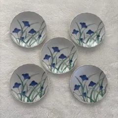 美濃焼 翔山窯 小皿 5枚セット 銀彩 青華輪花 青花銀彩