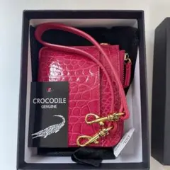 CROCODILE 本革 二つ折り財布 ピンクdinos 新品　カードケースのサムネイル