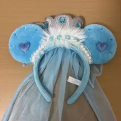 ミニーちゃん　王冠付き耳カチューシャ　レア　水色　ディズニー