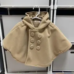 ミキハウス　ベージュ フリース ポンチョ 70〜90cmまで対応