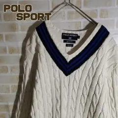 ポロラルフローレン ニット セーター チルデン ケーブル 白 ハンドニット