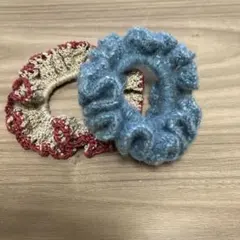 ハンドメイド ニットシュシュ 2個セット