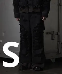 GRANCY】スウェットドッキングデザインダメージバギーデニムパンツ L