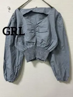k0041 GRL ハートネックシャーリングミニトップス ブルーのサムネイル