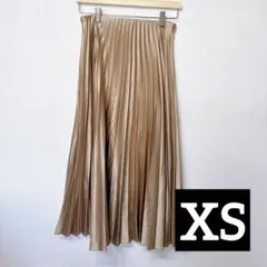 ZARA (XS) 光沢サテンプリーツスカート 上品ツヤ感 大人フェミニン