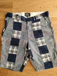 BEAMS パッチワーク ショートパンツ ネイビー Mサイズのサムネイル