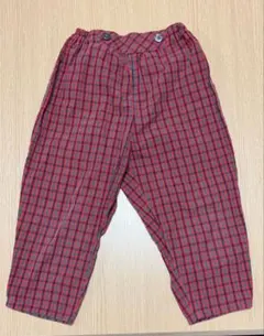 ファミリア チェック柄パンツ 長ズボン レッド 90cm