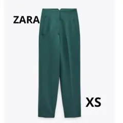 ZARA　ハイウエストパンツ　グリーン　カラーパンツ　ザラ　ボトムス　XS