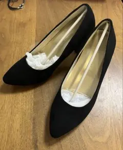 【新品未使用】黒 スエード パンプス 25.0cm ヒール約8cm