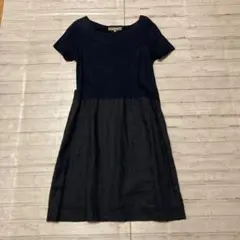 ユナイテッドアローズ　ネイビー 半袖 ひざ丈ワンピース