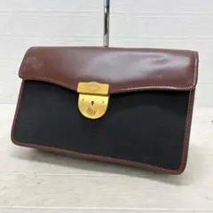 か2★ dunhill セカンドバッグ クラッチバッグ 切替 ブラウン