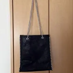 中古品ZARAスタッズ付き チェーンショルダーバッグ ブラック