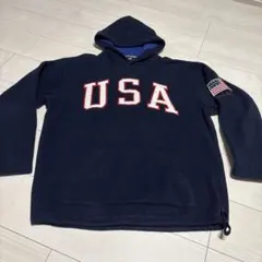 90s Polo Sport USAロゴ パーカー Mサイズ ネイビー ポロスポ