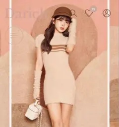 Darich ダーリッチ アームカバーフェザーニットワンピース ベージュFL