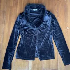 ベルベット　カーディガン　ファー付き