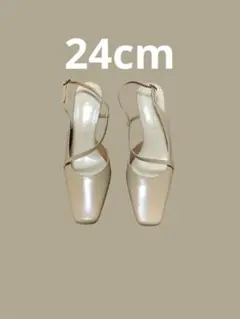 スリングバックシューズ ゴールド ベージュ