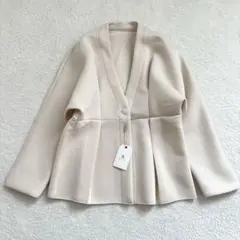 【新品】ESICA ノーカラージャケット アイボリー M ペプラム セレモニー