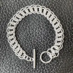 【「925」刻印あり】 チェーンブレスレット シルバーカラー 編み ユニセックス