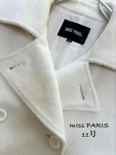 MISS PARIS ショート丈ピーコート 11号 ホワイト アンゴラ.羊毛素材