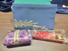 青色バッグと花柄小物セット