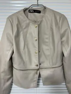 【美品】ZARA ザラ ベージュ ライダースジャケット