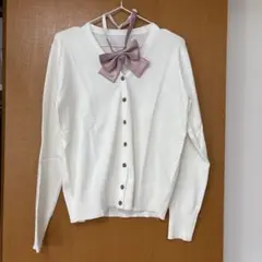 ホワイト リボン付き カーディガン