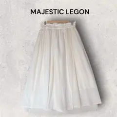 マジェスティックレゴン 異素材切替プリーツスカート M ホワイト アイボリー　春