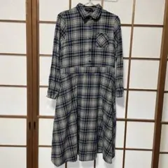 ワンピース　ブルー系チェック Mサイズ　ワンピース