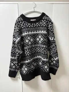 Discoat 幾何学模様 ニットセーター 長袖