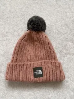 THE NORTH FACE ピンクニット帽子 ポンポン付き