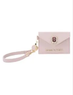 Maison de FLEUR リール付きビジューカードポケットパスケースピンク