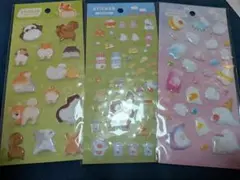 ステッカー ぷくぷくシール　どうぶつのおしり　乳製品柄　ゆめかわおばけ柄　3枚