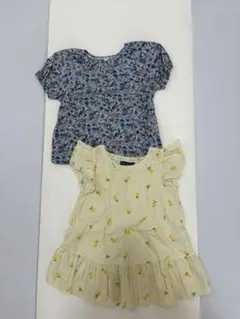 しまむらjuo 花柄ブラウス、レモン柄チュニック2点セット　80サイズ　保育園服