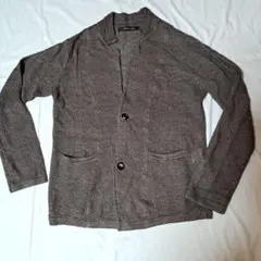 美品　INTERMEZZO カーディガン 麻100% M　メンズ　こげ茶のサムネイル