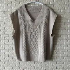 【美品】【最終お値下げ】アドティエ　ケーブルニットベスト　フリーサイズ